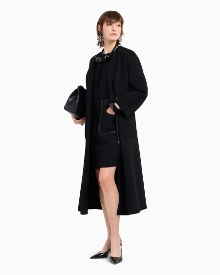 Armani Abrigo De Lana Virgen Con Cordón En La Cintura