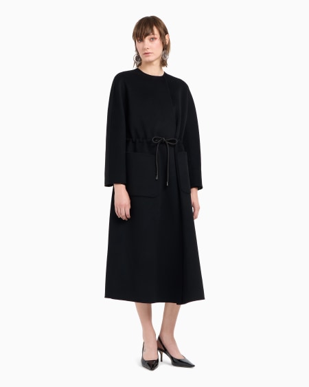 Armani Abrigo De Lana Virgen Con Cordón En La Cintura