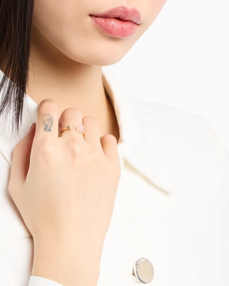 Armani Anillo Con Punto Focal Central De Latón Dorado