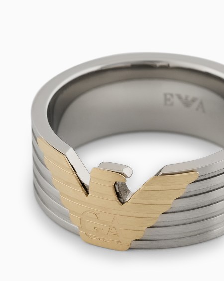 Armani Anillo Liso De Acero Inoxidable En Dos Tonos