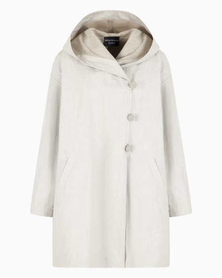 Armani Abrigo de lino revestido con capucha Icon