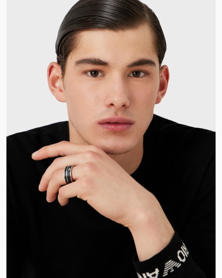 Armani Anillo De Acero Inoxidable Para Hombre