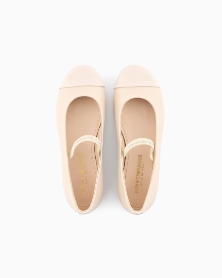 Armani Bailarinas De Napa Con Punta De Charol