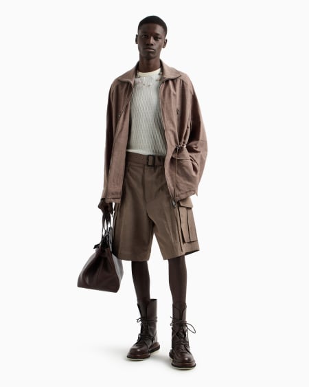 Armani Bermudas Cargo En Mezcla De Lino