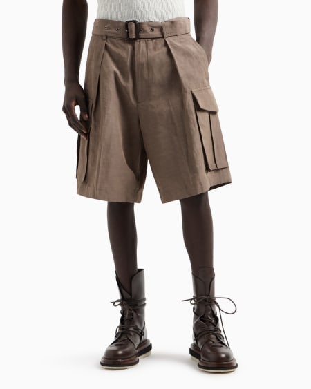 Armani Bermudas Cargo En Mezcla De Lino