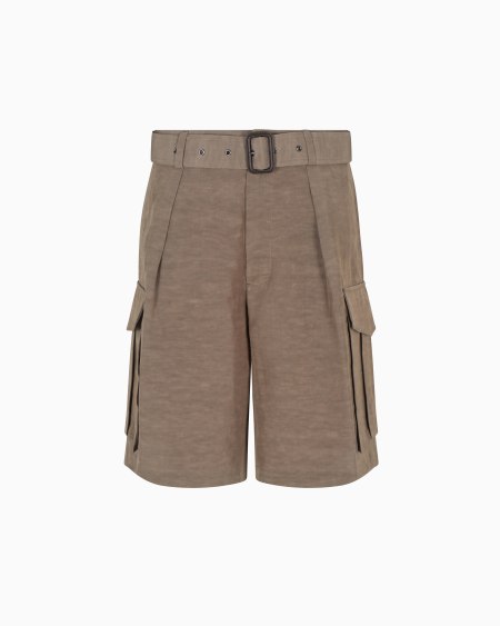 Armani Bermudas Cargo En Mezcla De Lino