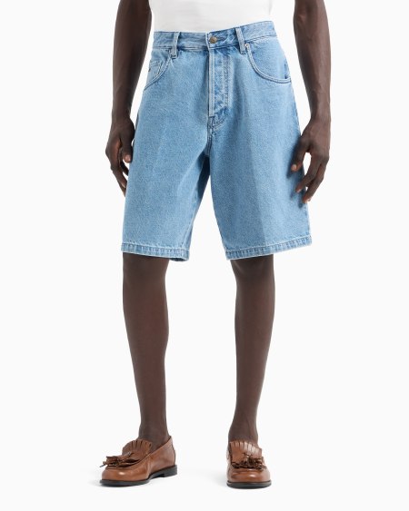 Armani Bermudas Cinco Bolsillos De Denim Lavado