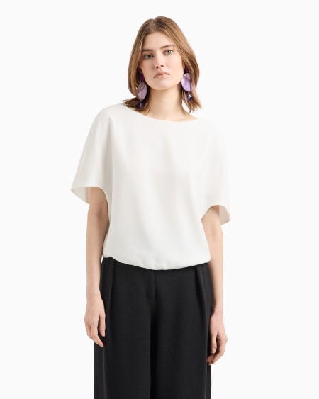 Armani Blusa De Cady Técnico Con Bajo Fruncido