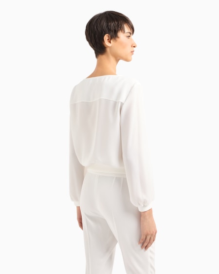 Armani Blusa De Crepé Fluido Con Cuello Redondo