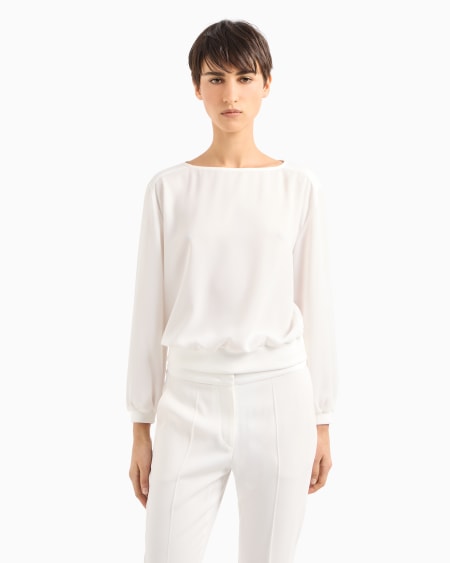 Armani Blusa De Crepé Fluido Con Cuello Redondo