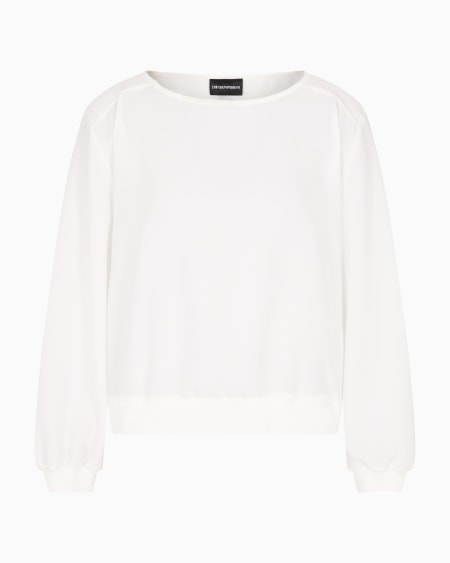 Armani Blusa de crepé fluido con cuello redondo
