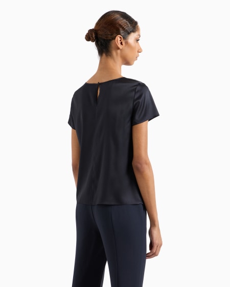 Armani Blusa De Manga Corta En Raso De Seda