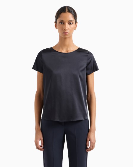 Armani Blusa De Manga Corta En Raso De Seda