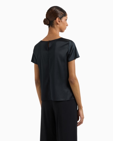 Armani Blusa De Manga Corta En Raso De Seda