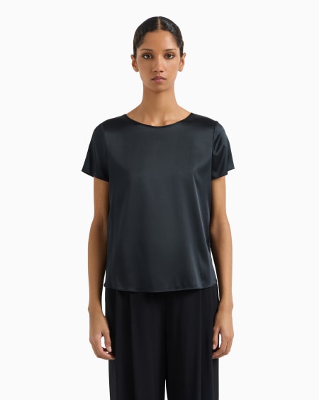 Armani Blusa De Manga Corta En Raso De Seda