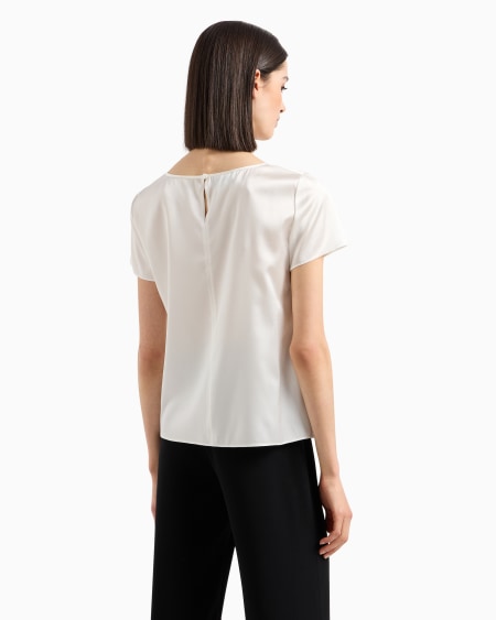 Armani Blusa De Manga Corta En Raso De Seda