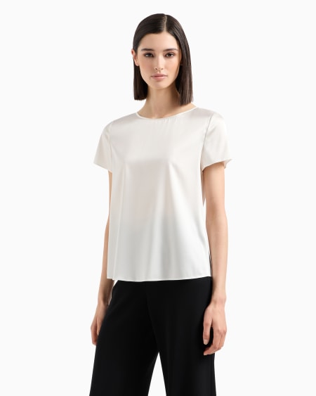 Armani Blusa De Manga Corta En Raso De Seda