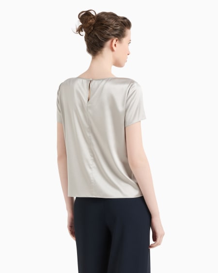 Armani Blusa De Manga Corta En Raso De Seda