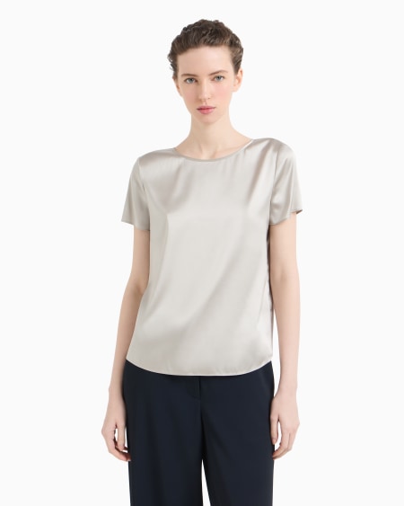 Armani Blusa De Manga Corta En Raso De Seda