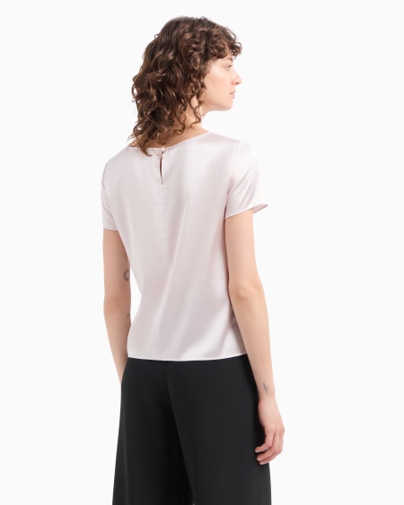 Armani Blusa De Manga Corta En Raso De Seda