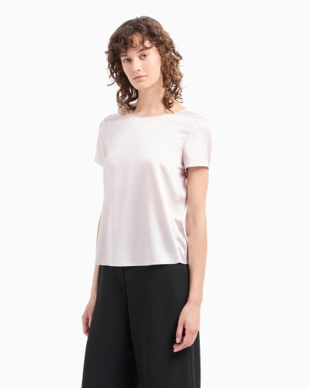 Armani Blusa De Manga Corta En Raso De Seda