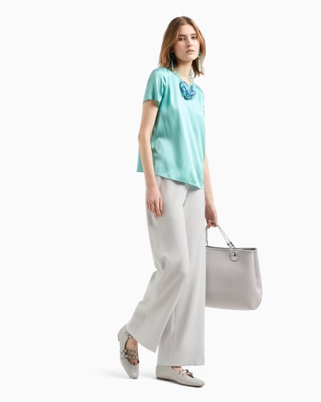 Armani Blusa De Manga Corta En Raso De Seda