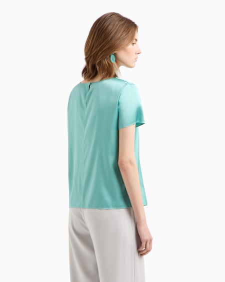 Armani Blusa De Manga Corta En Raso De Seda