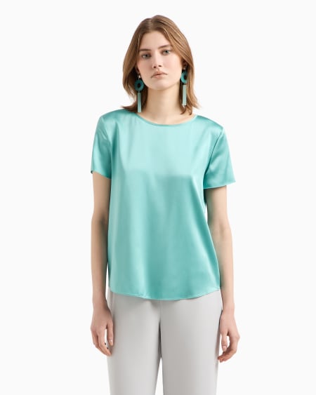Armani Blusa De Manga Corta En Raso De Seda