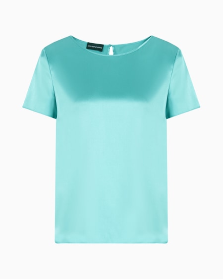 Armani Blusa De Manga Corta En Raso De Seda