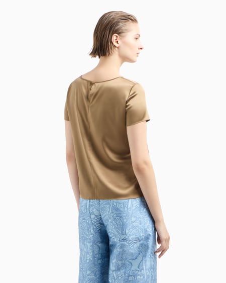 Armani Blusa De Manga Corta En Raso De Seda