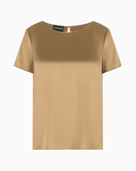 Armani Blusa de manga corta en raso de seda