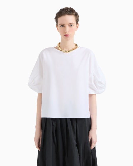 Armani Blusa De Popelina Con Torchón En Las Mangas