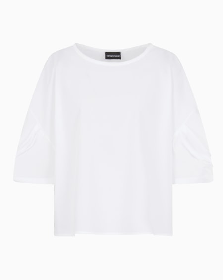 Armani Blusa de popelina con torchón en las mangas