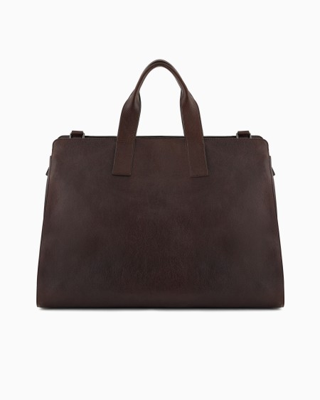 Armani Bolsa De Viaje En Piel Con Logotipo Grabado