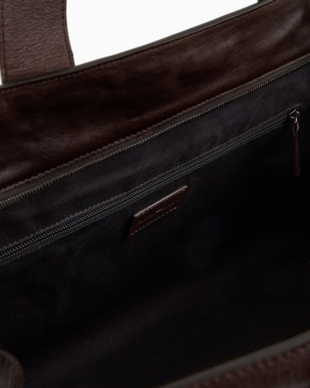Armani Bolsa De Viaje En Piel Con Logotipo Grabado