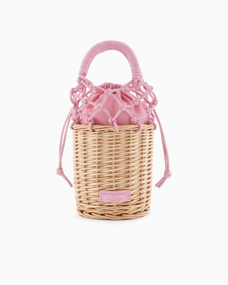 Armani Bolso cubo de mimbre trenzado