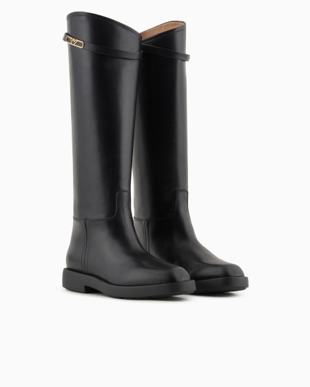 Armani Botas De Piel Con Correa Con Logotipo Icon