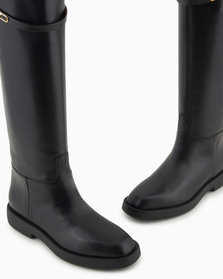 Armani Botas De Piel Con Correa Con Logotipo Icon