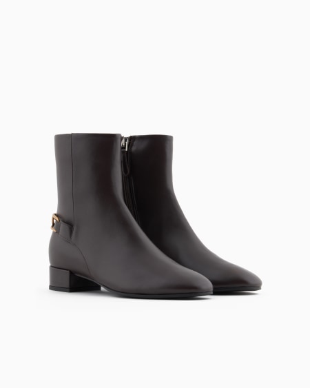 Armani Botín Bajo De Napa Con Placa De águila