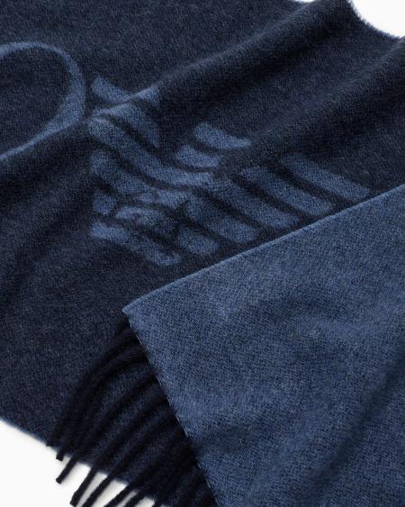 Armani Bufanda Bicolor De Lana Con Maxiinscripción