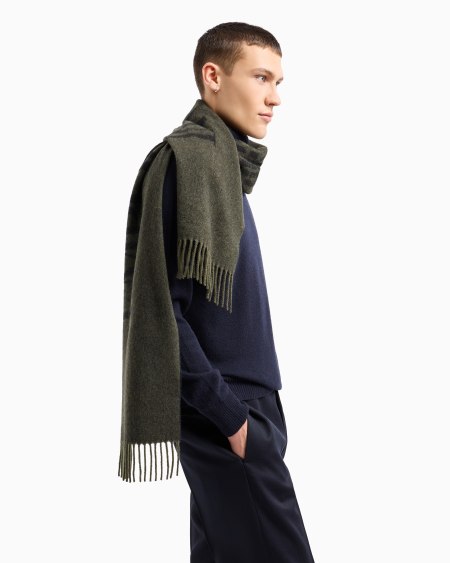 Armani Bufanda Bicolor De Lana Con Maxiinscripción