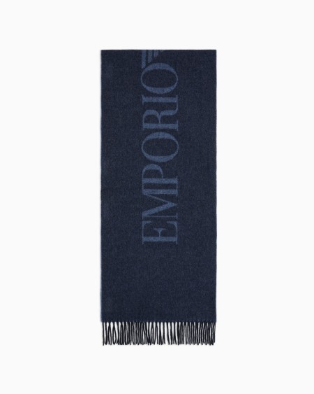 Armani Bufanda bicolor de lana con maxiinscripción