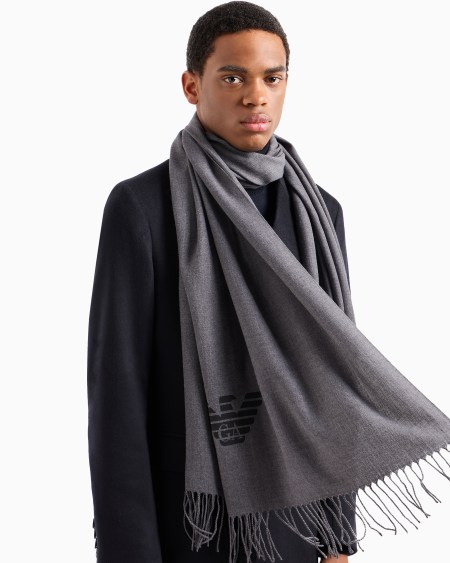 Armani Bufanda Con Flecos Y Estampado De águila