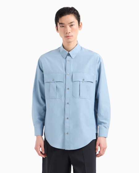 Armani Camisa Boxy En Mezcla De Seda Con Bolsillos