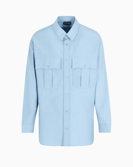 Armani Camisa boxy en mezcla de seda con bolsillos