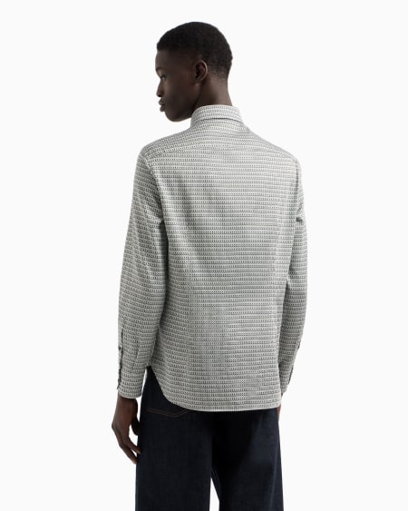 Armani Camisa De Algodón Elástico Estampado