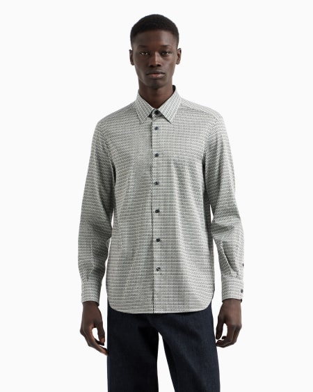 Armani Camisa De Algodón Elástico Estampado