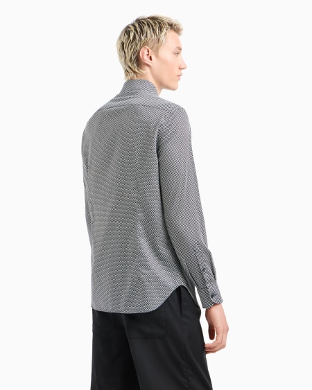 Armani Camisa De Algodón Elástico Estampado