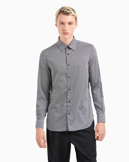 Armani Camisa De Algodón Elástico Estampado