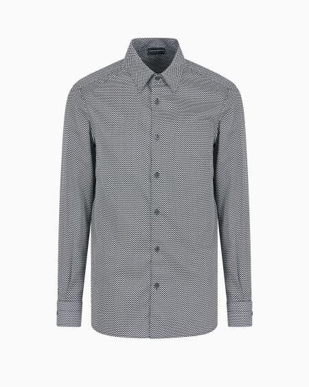 Armani Camisa de algodón elástico estampado